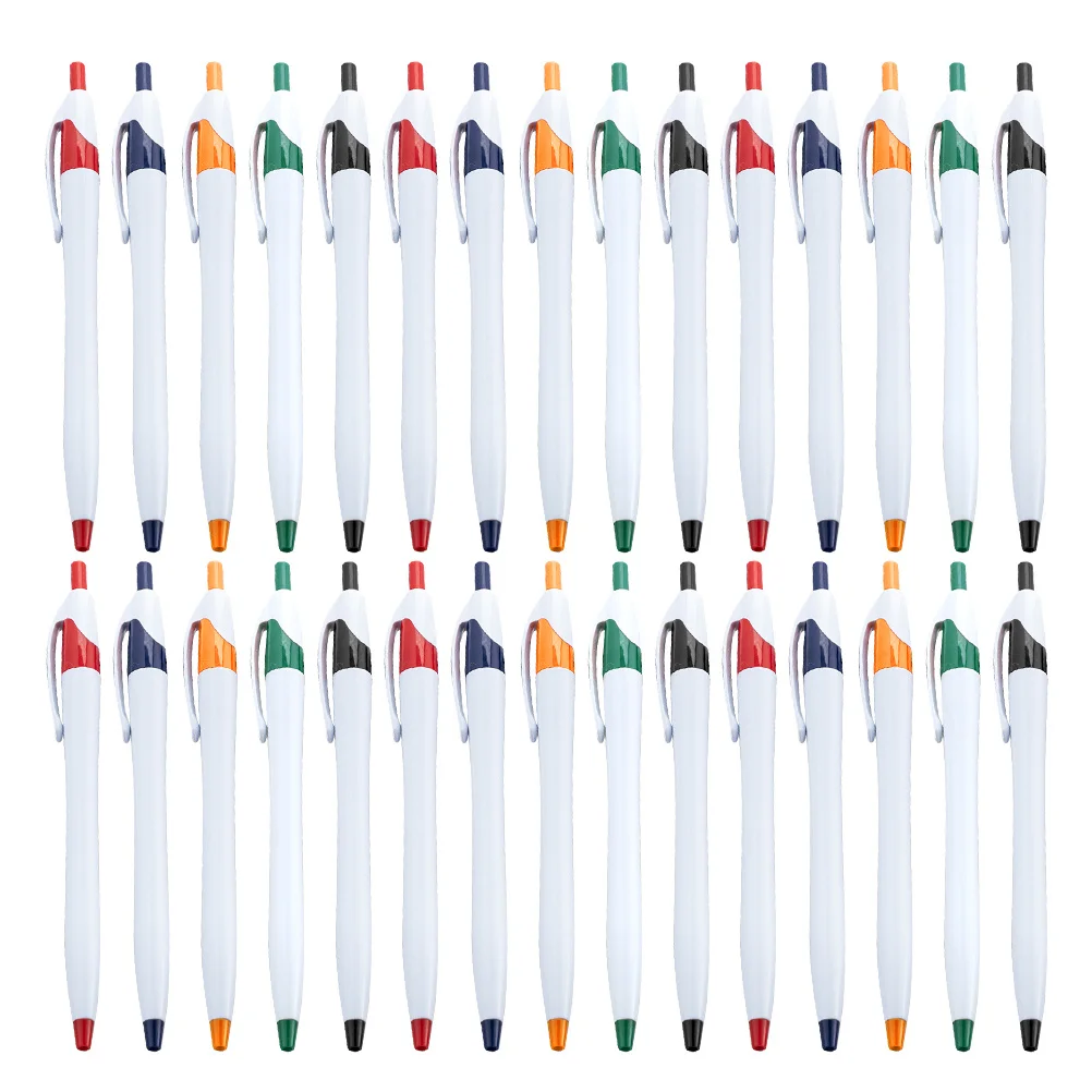 

50Pcs Press Type Ballpoint Pens Black Ink Smooth Writing Comfortable Grip Office School Student Journaling Business