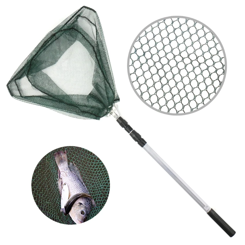 Fishing Landing Net with Telescoping Pole Handle Collapsible Fishing Net for Safe Fish Catching and Releasing Easy-Use