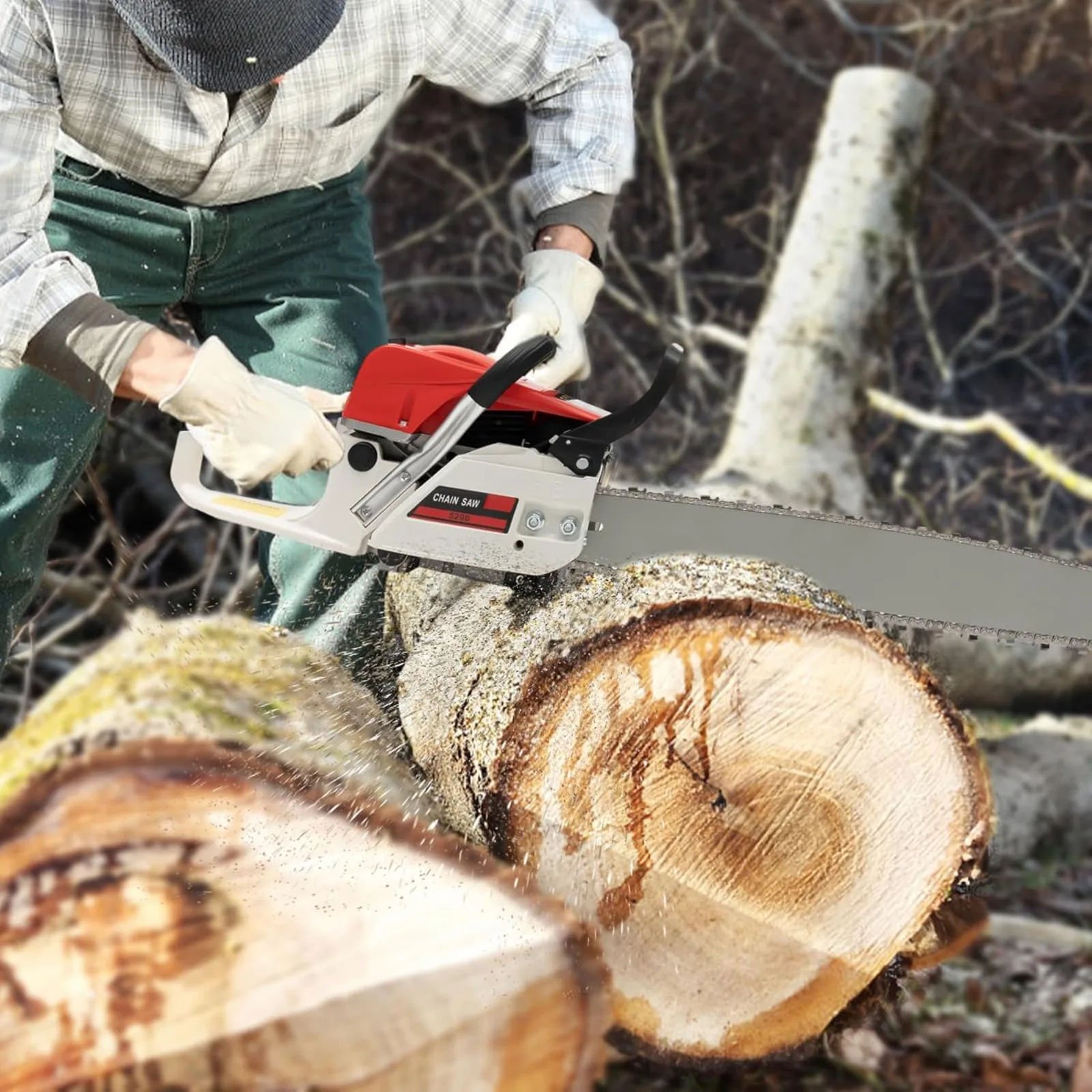 Chainsaw 22 Inch Gas Power,52CC 2-Stroke Petrol Chainsaw,Portable Handed Petrol Woodcutting Gas Chain Saw for Cut Tree Wood