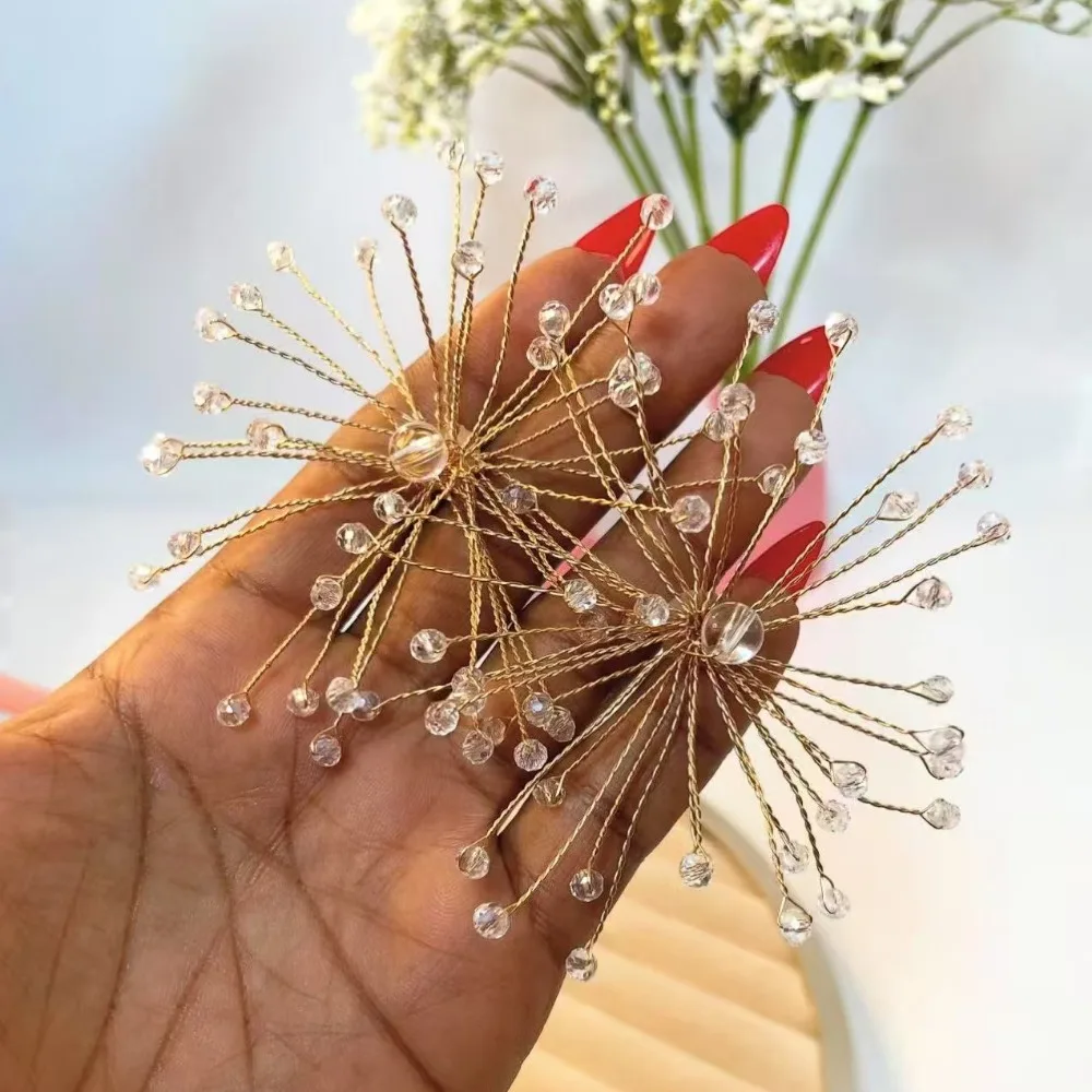 Joyería nupcial Pendientes de copo de nieve Accesorios de mujer Pendientes exagerados brillantes Pendientes de cristal con cuentas Accesorios nupciales