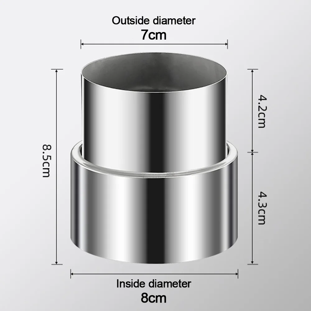 New Stainless Steel Exhaust Pipe Reducer Adapter Silver Multiple Sizes Ventilation Pipe Fittings Portable Ducting Connector