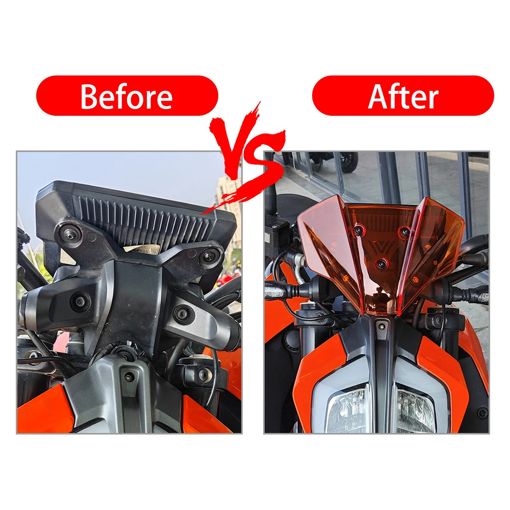الزجاج الأمامي للدراجات النارية لـ 125 DUKE 390 DUKE 2017-2023 125DUKE 390DUKE Flyscreen منحرف الرياح الأمامية شاشة درع تدفق الهواء 2022