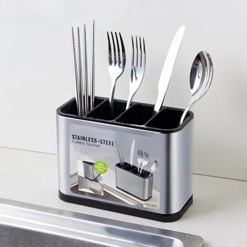 

1pcs Stainless Steel Cutlery Holder Household Tableware Drainboard Spoon Storage Kitchen Organizer Drainer Dish Drying Rack