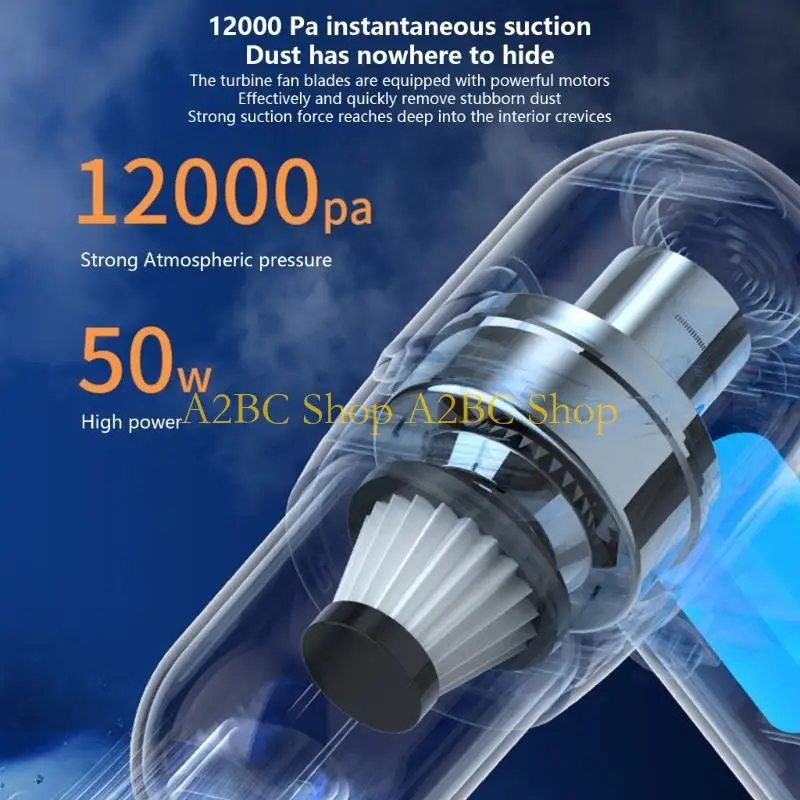 A2BC Strong 30m/s Ventilation Handheld Car Vacuum USB Rechargeable 12000Pa Suction Power