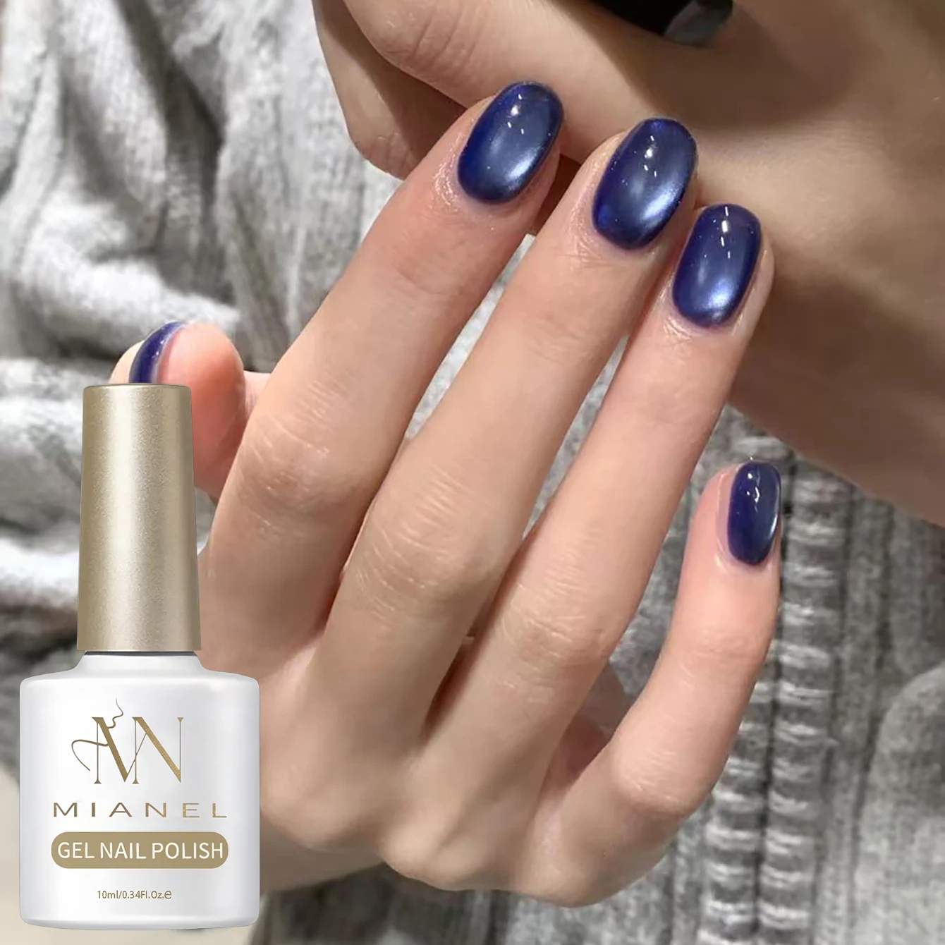 MIANEL Sapphire Blue Glass Bead Cat Eye Gel Nail Polish Spring Summer 2026 Long Lasting Skin Brightening for Nail Salon