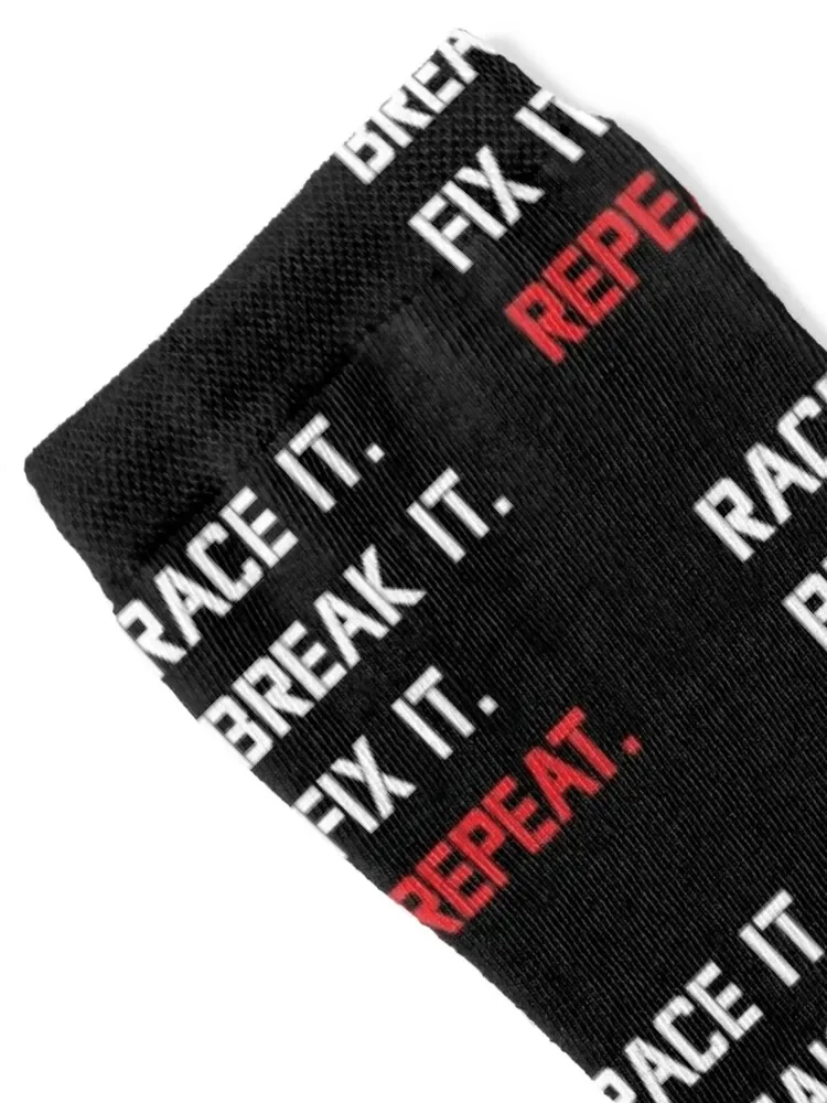 Race It Break It Fix It Repeat RC Car Racing Build Drive Crash Repair Funny Car Lovers Socks Rugby Socks Woman Men's