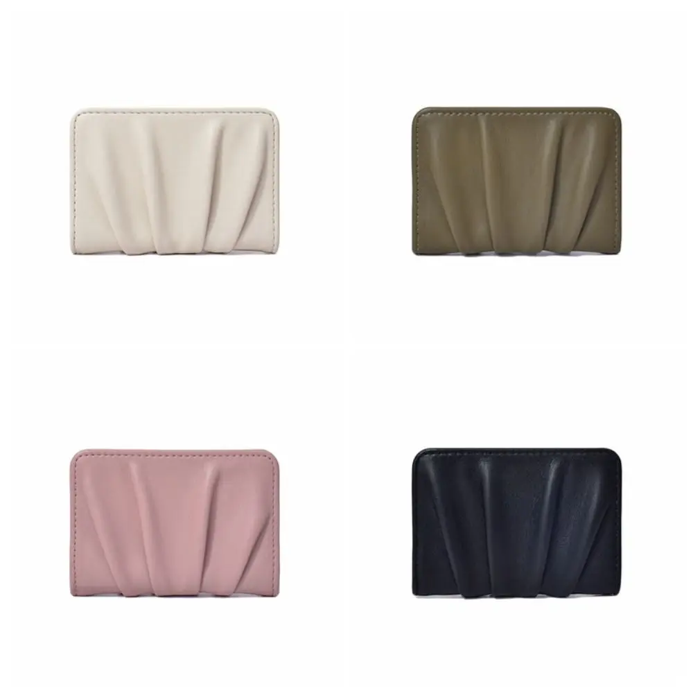Mode PU Leder Mini Kurze Brieftasche Plissee Multifunktionale Zwei Falten Brieftasche Große Kapazität Faltbare Handheld Geldbörse Dame