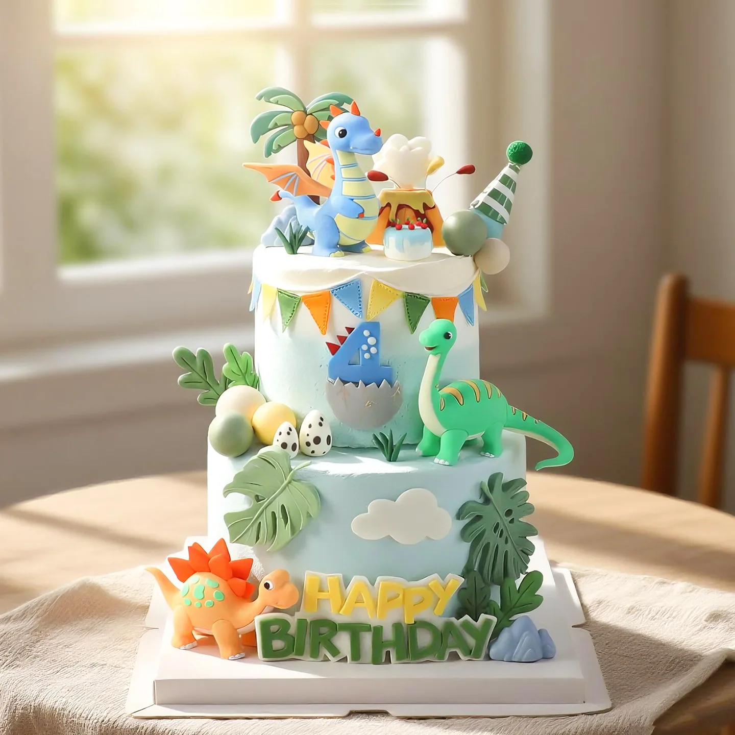 Jurassic Dinosaurier Kuchen Topper Feuer Drache Stegosaurus Brachiosaurus Figuren für Kind Cartoon Geburtstag Party Kuchen Dekor Liefert – Detail 3