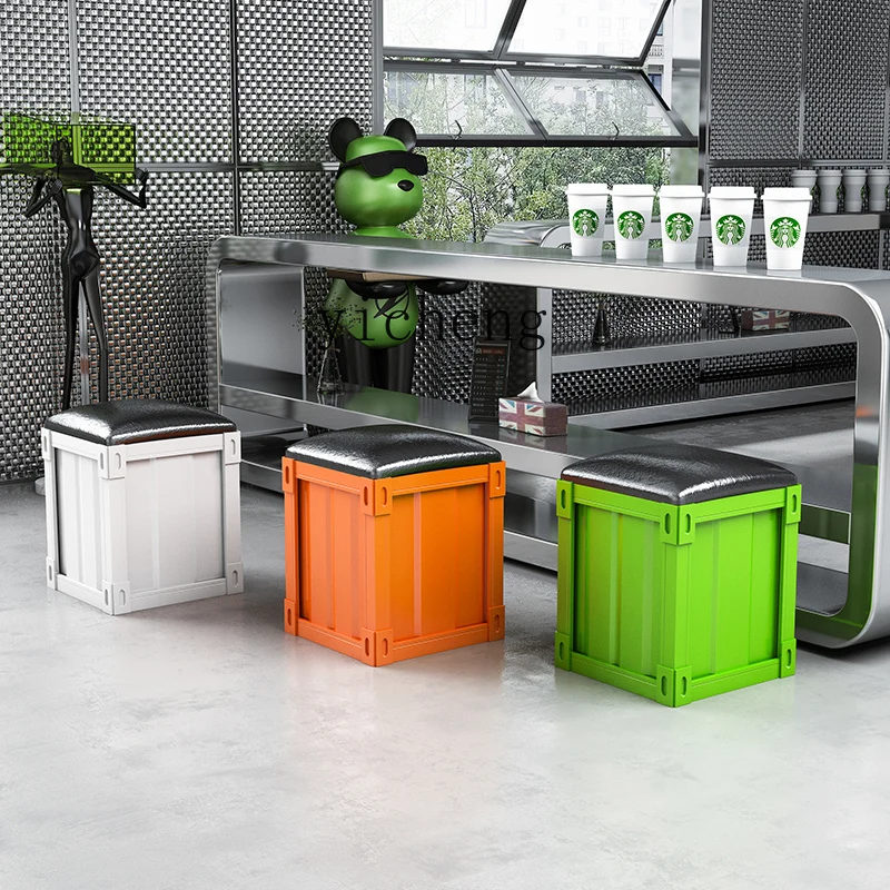 YXY Industrial Style Long Storage Stool for Milk Tea Shops, Cafes, Fitness, Leisure, Dance Rooms