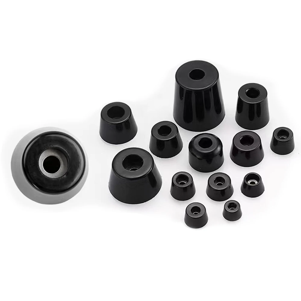 

50Pcs Furniture Pads Black Rubber Machine Feet Pads With Stainless Steel Gasket Washer Chair Table Cabinet Leg Non-slip Pads