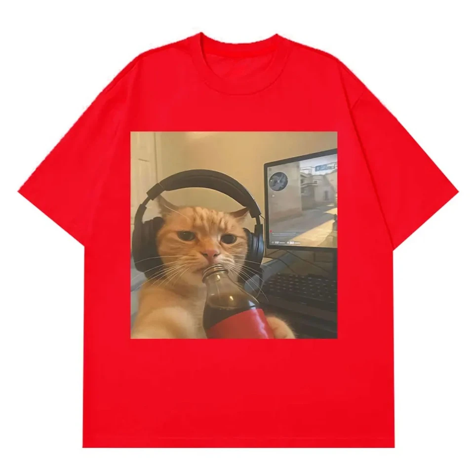Funny Gamer Cat Meme Printed Tshirt Women Fashion Summer Short Sleeved Casual Harajuku T-shirts Tops Casual Clothing, image 5
