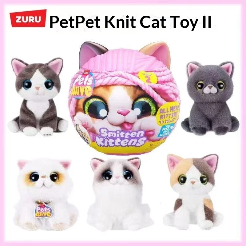 

Оригинальная игрушка-сюрприз Zuru Pets Alive Smitten Kittens Series 2: плюшевый котенок со звуковыми и световыми эффектами, мягкая игрушка-подарок для девочек