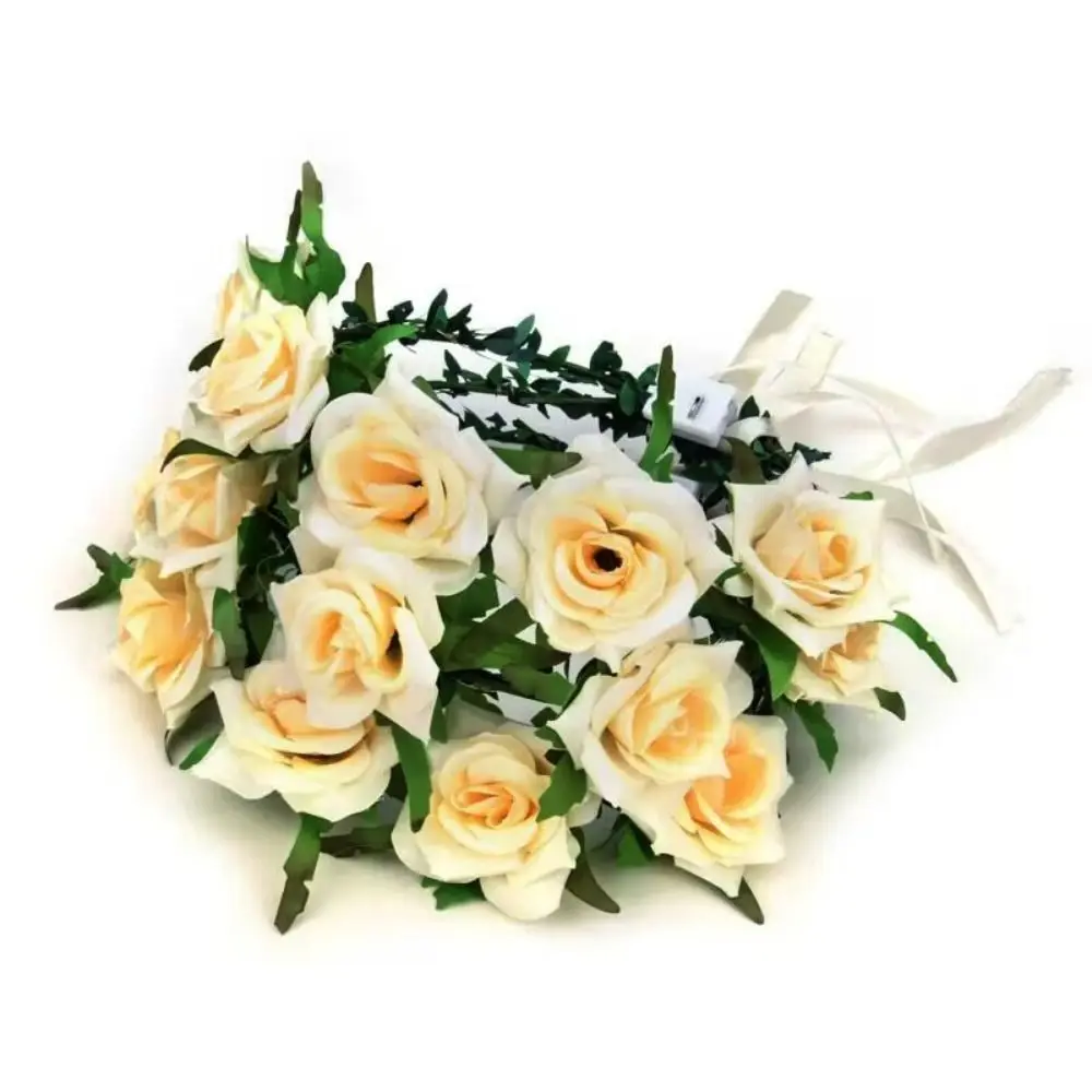 

Warm Radiant Light Peony Rose Flowers Ring Wire&Cloth Diameter 18cm Hair Hoop Sun Flower Headband Garland Decoration