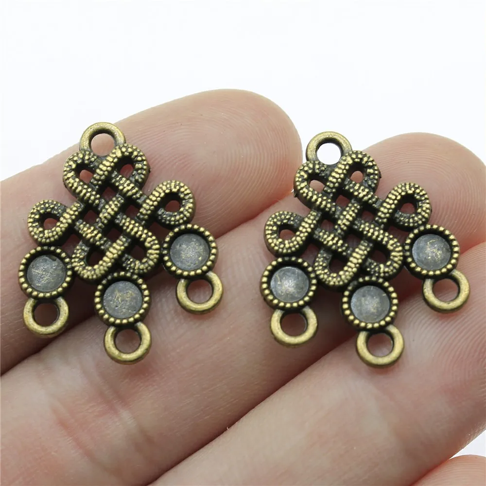 WYSIWYG 4pcs 26x21mm Vintage Earring Connector Jewelry Making Antique Bronze Color Earring Connector Charm Earring Connector