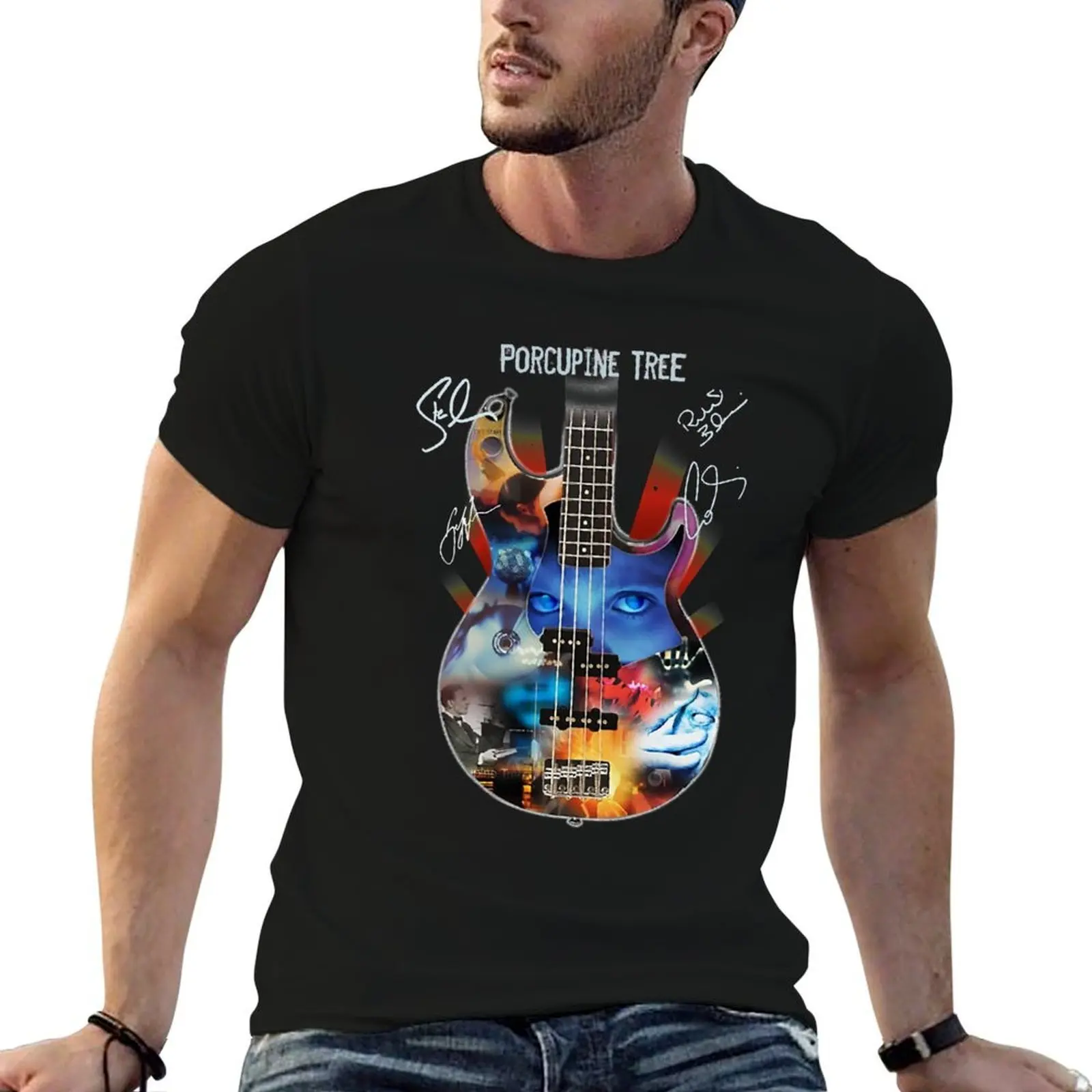 PORCUPINE-TREE GUITAR-SIGNATURE shirt T-Shirt Urban Casual Loose Fit Tee
