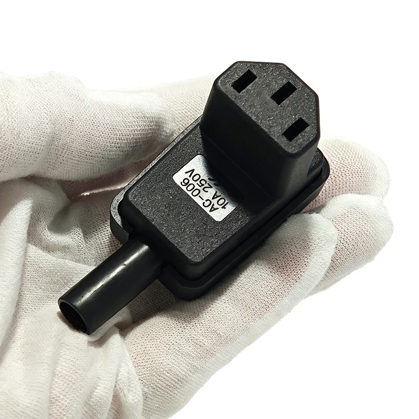 1/3pcs Solderless 90 Degree Angled IEC 320 C13 Female Plug AC 10A 250V Power Cord Cable Connector