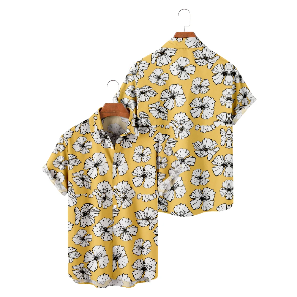 Hawaiian Shirts for Men shrimp meat Cartoon Short Sleeve Shirts Hawaii Summer Beach Vacation Tops Breathable