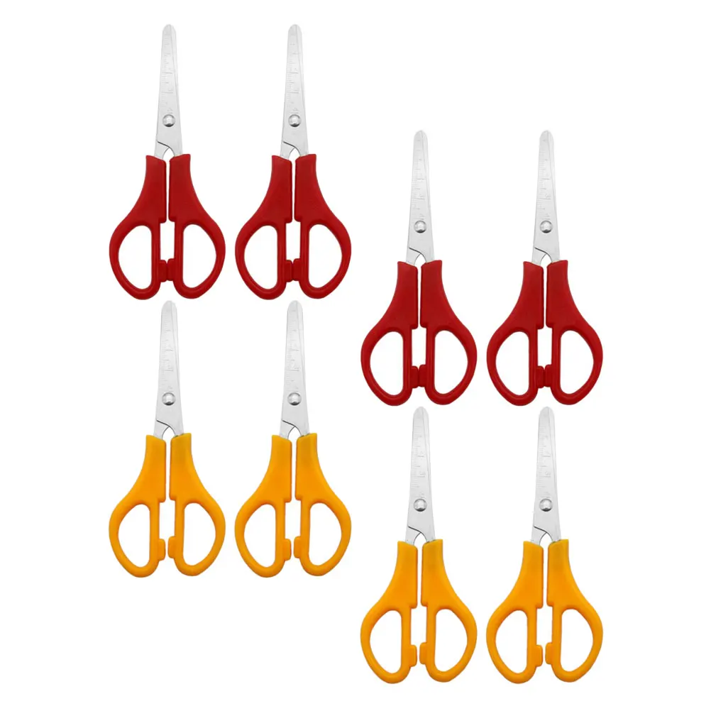 8 قطعة مقص حرفي محمول ذو طرف مستدير لتقوم بها بنفسك سجل القصاصات بطاقات المعايدة اليدوى مشاريع فنية الفولاذ المقاوم للصدأ حافة ناعمة