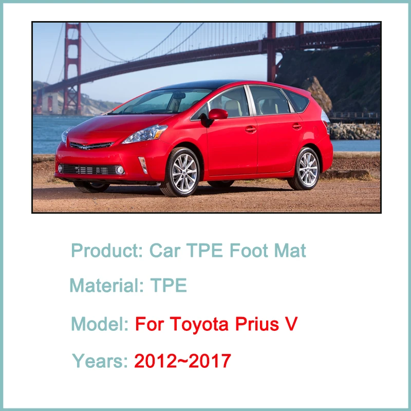 

RHD For Toyota Prius V Accessories α 2012 2013-2017 TPE Car Floor Mats Rear Cargo Tray Pad Auto Foot Pad Reduces Friction Parts