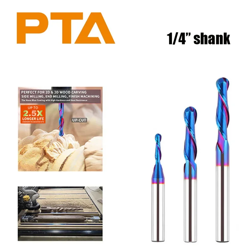 

Фреза сферическая двухзубая с хвостовиком 1/4 дюйма (6,35 мм), твердосплавная, для ЧПУ-станков, для обработки алюминия, пластика, акрила, для деревообработки