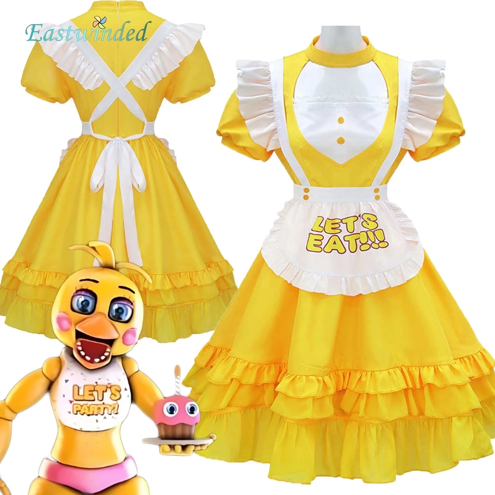 costume-de-cosplay-jaune-chica-tenue-de-jeu-d'horreur-freddy-bear-lo-robe-avec-bavoir-uniforme-de-jeu-de-role-pour-halloween-et-carnaval