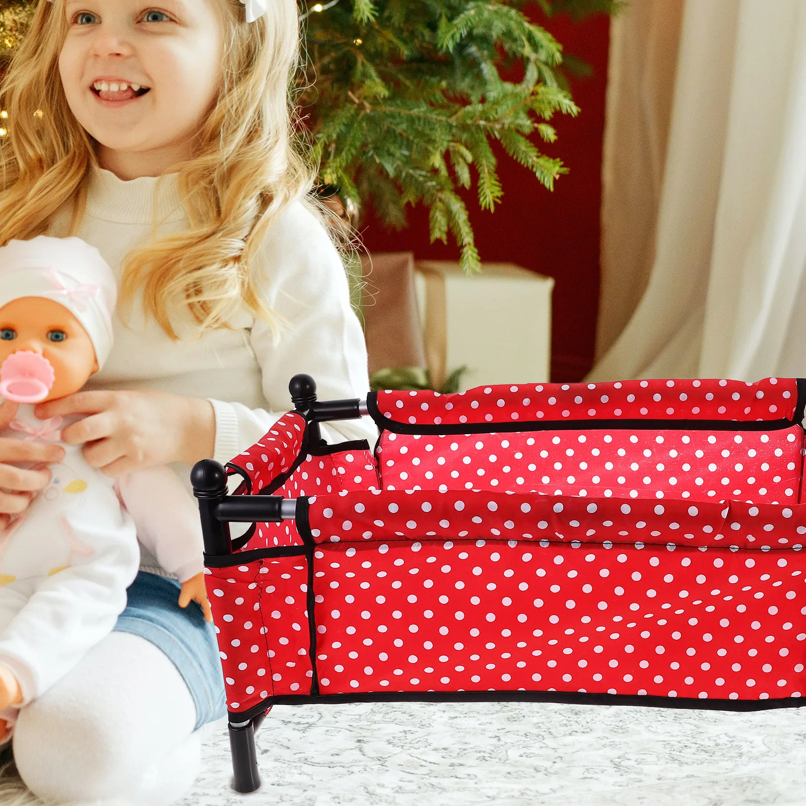 

1 Set Miniature Crib Bed Lifelike Mini House Bedroom Accessory Realistic Mini Furniture Ornament for Dollhouse Supplies