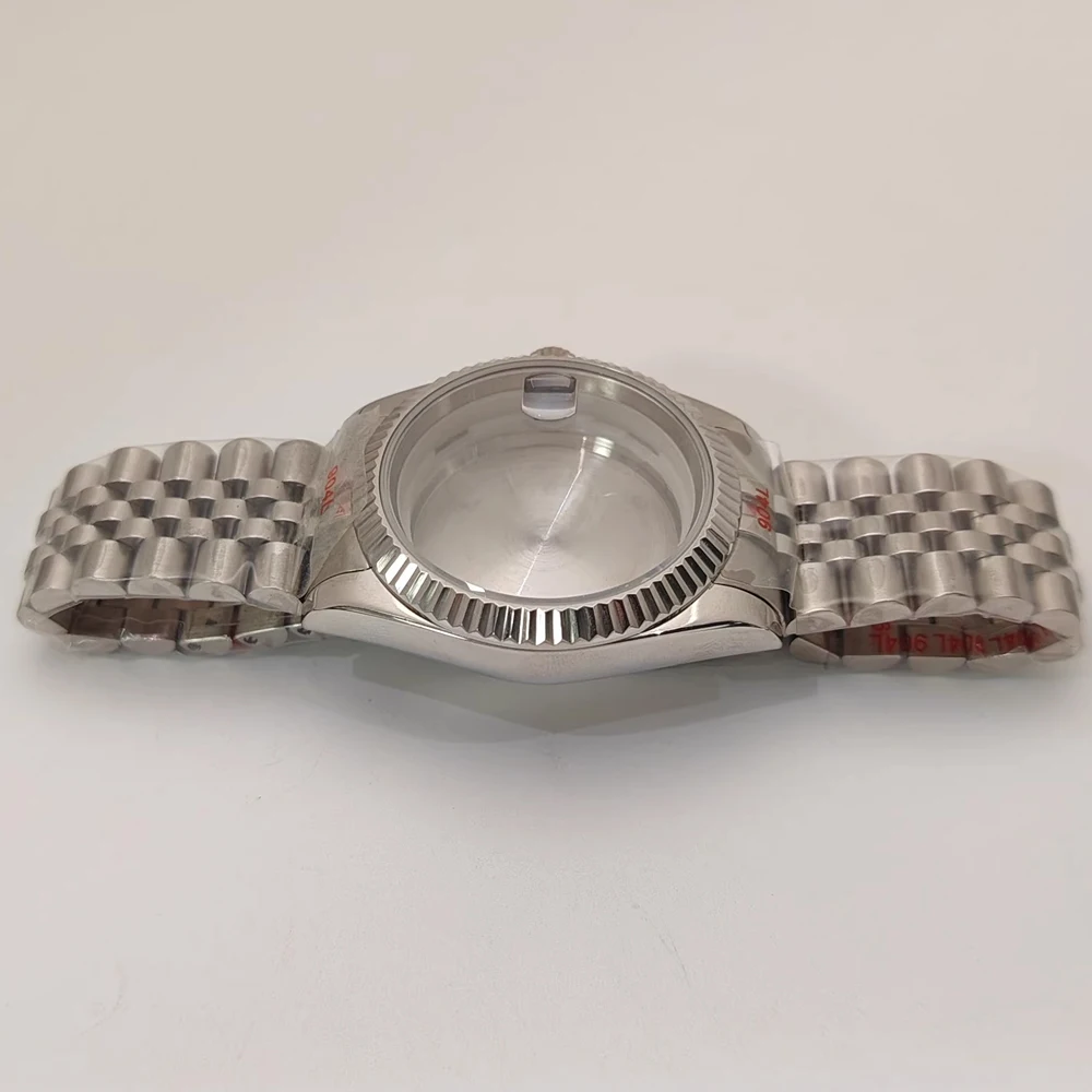 Cassa per orologio da 41 mm + cinturino per cassa in acciaio inossidabile da uomo Miyota 8285 con cinturino in acciaio inossidabile con cristallo di zaffiro per movimento 8285