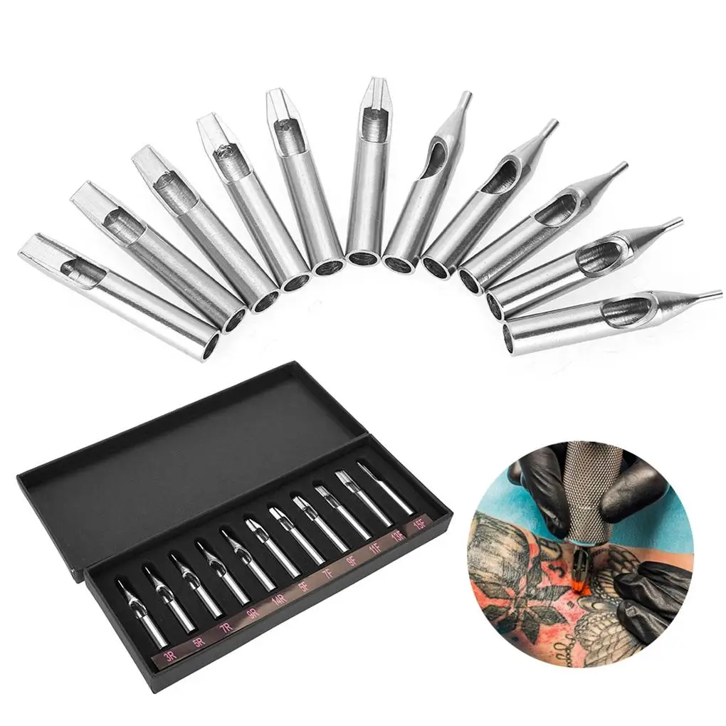 11 Stuks Tatoeages Tips Skin Art Nozzle Gemak Fijn Vakmanschap Make-Up Benodigdheden Workshop Accessoires Skins Naaldtips Kit