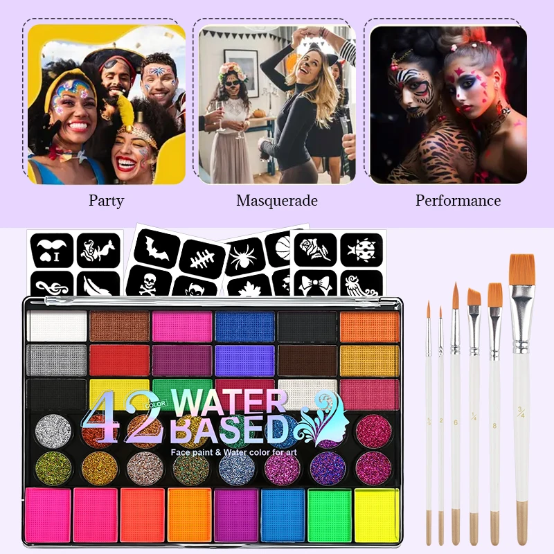 Water-Based Fluorescent Body Paint-Safe,Vibrant Colors for Face & Body Art-Quick Dry & Easy Wash Off,for Chirldren and Adult