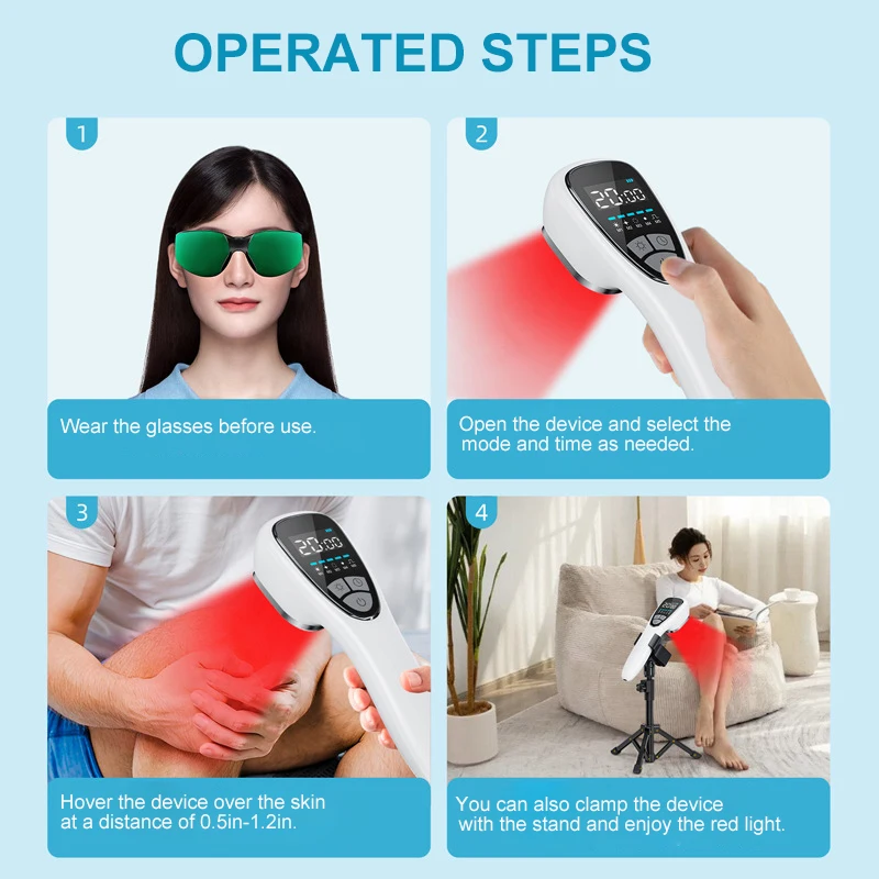 Cold Laser Therapy Device for Body Pain Relief Free Glass Phototherapy Equipment for Arthritis Tennis Elbow Pet 6x808nm+12x650nm