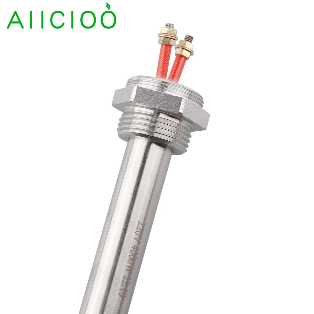 AIICIOO 220V Cartridge Heater AC Immersion Resistance for Water Heater Electric Tubular Pipe 1 inch Heating Element 4000w SUS304