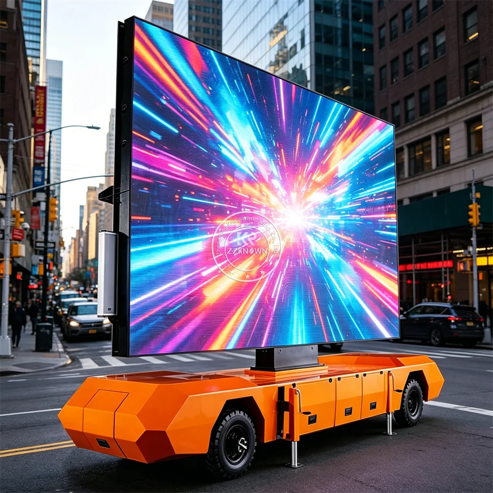 Remolque de pantalla LED móvil de alta resistencia para publicidad digital en exteriores, ideal para publicidad en carreteras y promoción de medios en ciudades.