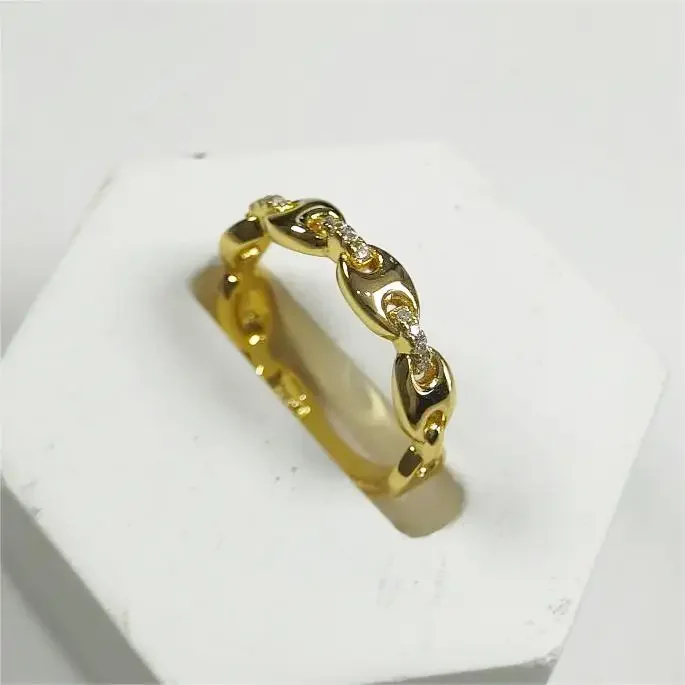 Carline Hotsale Fine 925 Sterling Silver Hollowed-out Circle Chain Ring 18K Gold Plated  Fine Jewelry Rings High Grade For Women