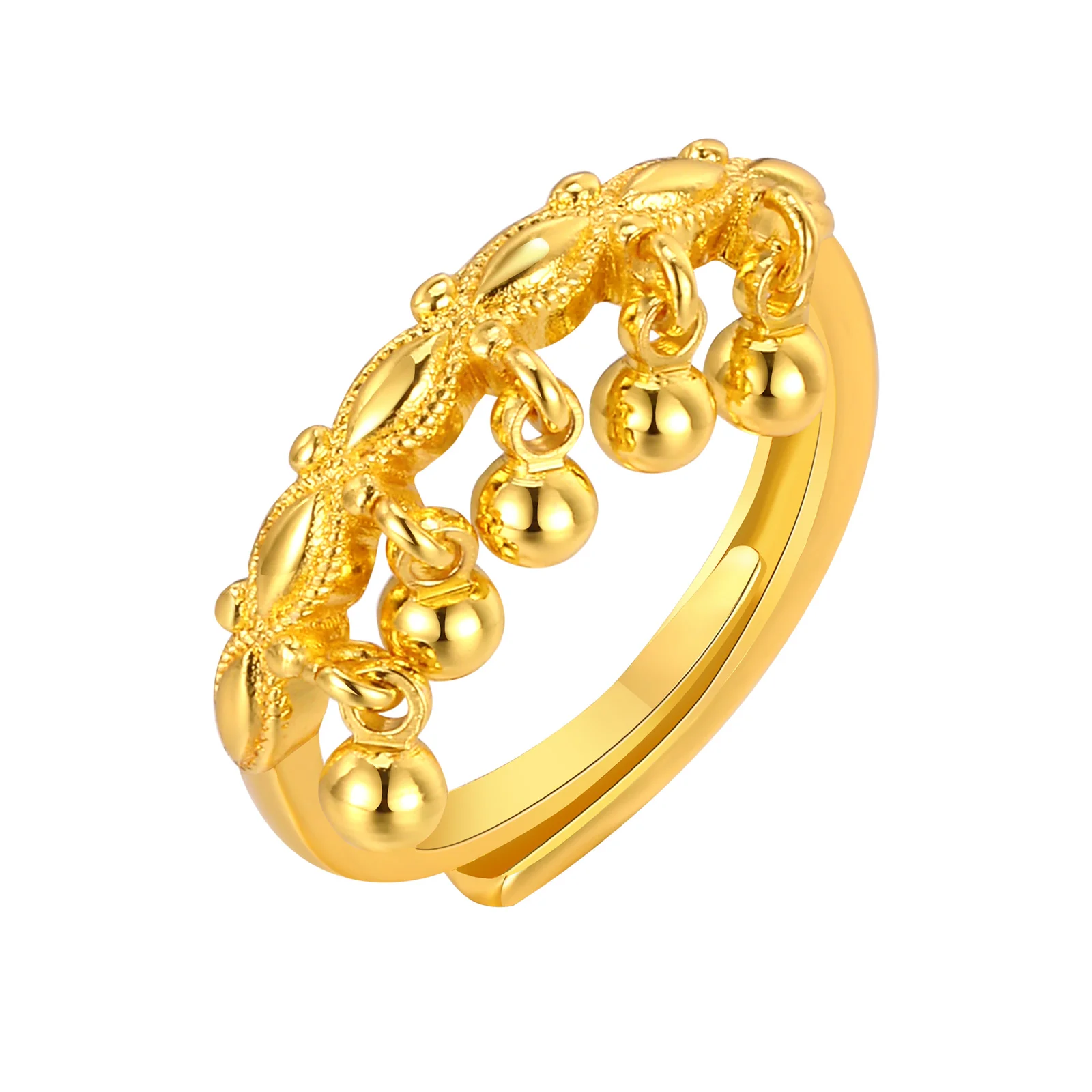 Statement Ring Resize, Adjustable Small Bell Charms Women Openable Jewelry