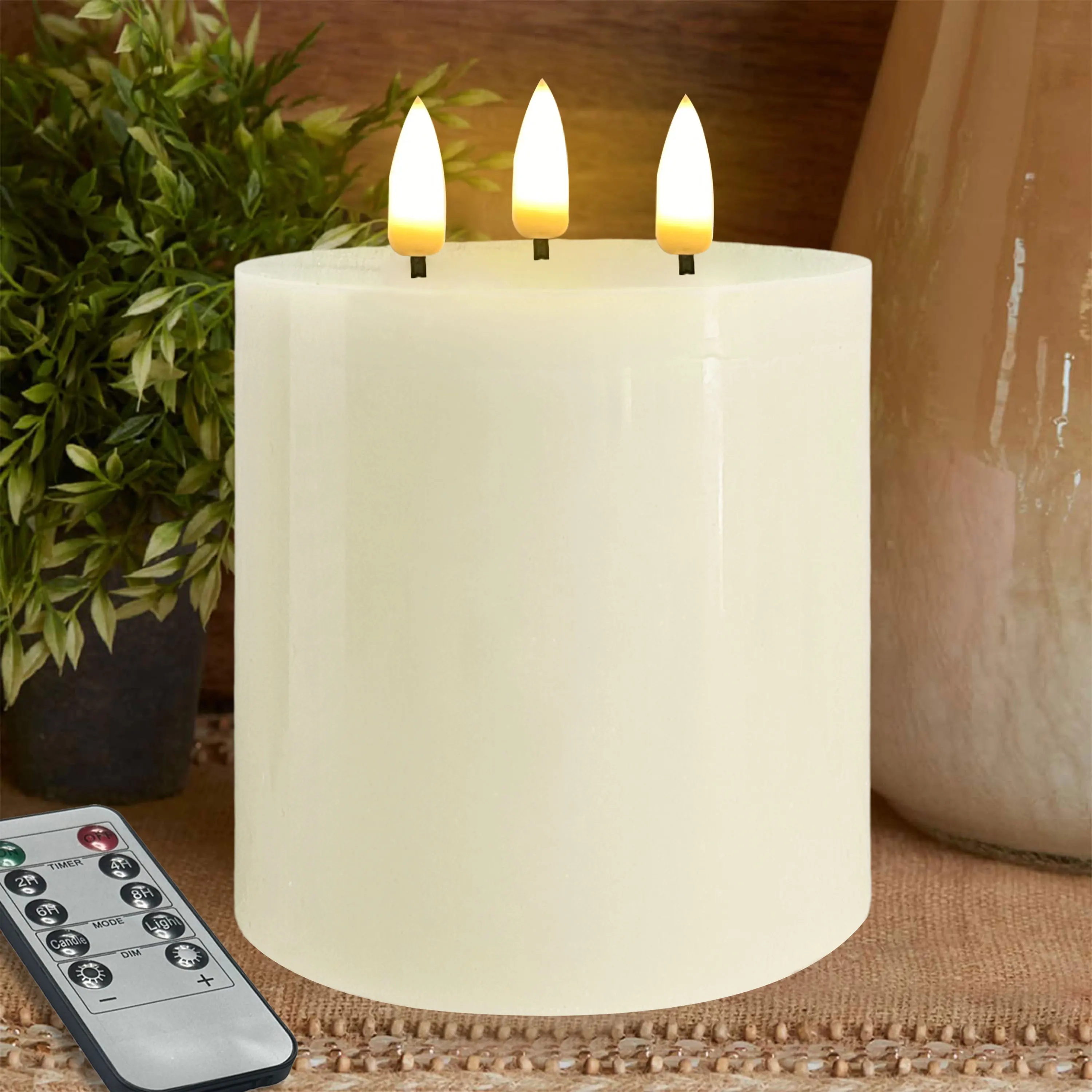 3 Wick Cylinder Ivory LED Electronic Candle Handmade Timed Flameless Candle For Decoration Gift Giving Candle