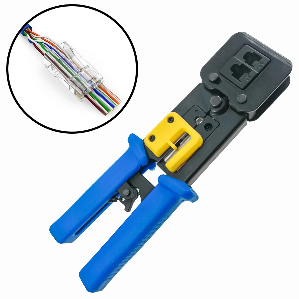 QWE-Multi-Function RJ11 RJ45 6P 8P Network Cable Pliers Ethernet Crimping Tool EZ Crystal Head Cable Cutter