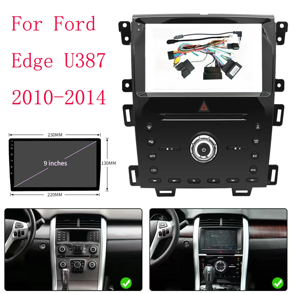 

9 Inch Car Frame Fascia Face Plat Adapter Canbus Box For Ford Edge 2010-2014 Android Radio Dashboard Fitting Panel Kit