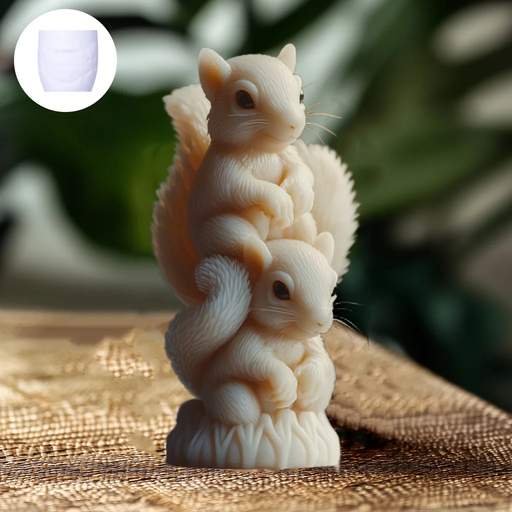 Squirrel stack shaped candle Silicone mold Cute squirrel overlapping resin mold Squirrel shaped incense candle mold