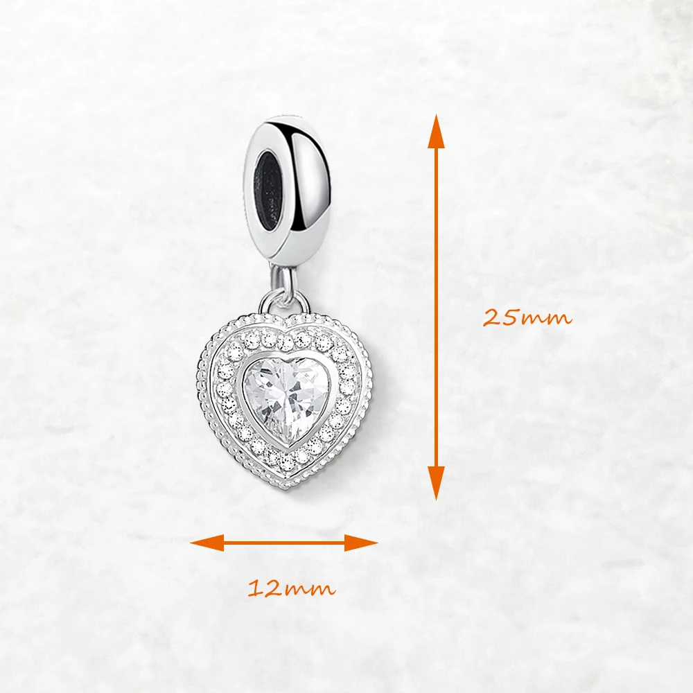 Anhänger mit Herzanhänger und weißem Stein für Damen, 925er Sterlingsilber, romantisches Liebesgeschenk – Detail 3