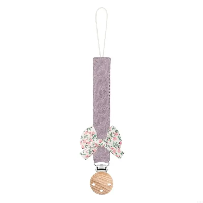 

Q1FE Baby Pacifier Strap Infant Newborn Pacifier Chain Bowknot Decor Nipple Holder Hanging Ornament Shower Gift