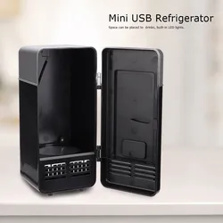 Mini USB portátil refrigerador, refrigerador, bebida, bebida, latas, aquecedor, geladeira para carro, laptop, PC, computador, preto, cor vermelha, 2024