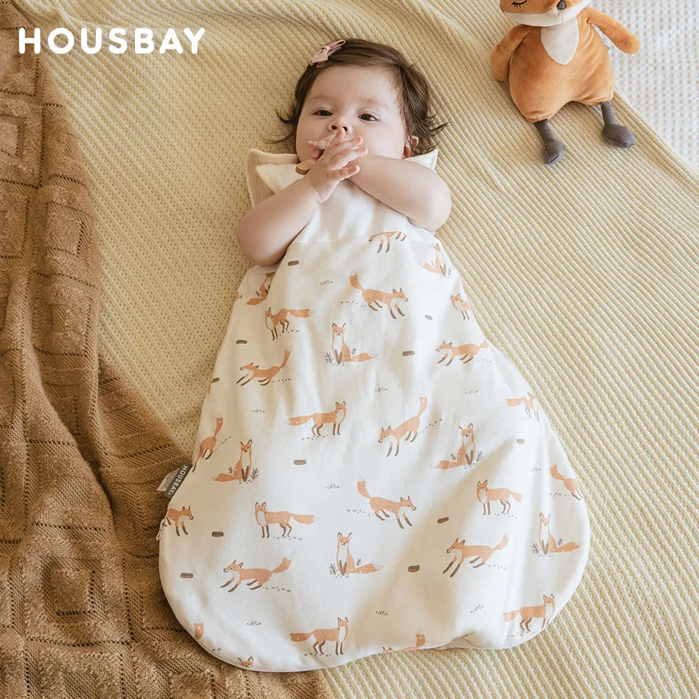 

Baby Sleeping Bag 2.5Tog Autumn Kids Sleepwear Blanket Girls Boys Anti-Kick Quilt Beige Fox Printed Baby Sleep Sacks 0-24 Months