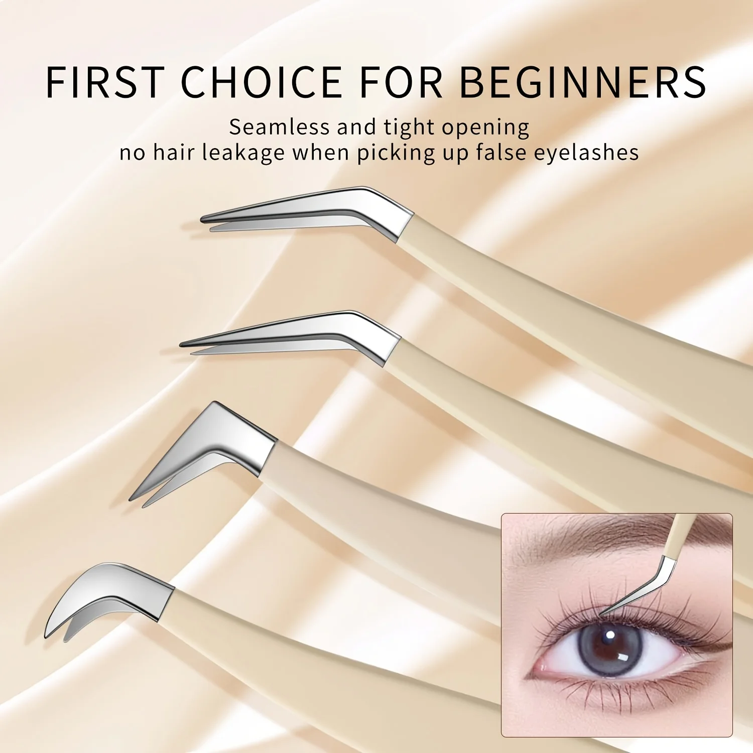 1/4pcs Precision Stainless Steel Fiber Tip Eyelash Tweezers,High Accuracy Lash Extension Splitting Tool for Home Use woman