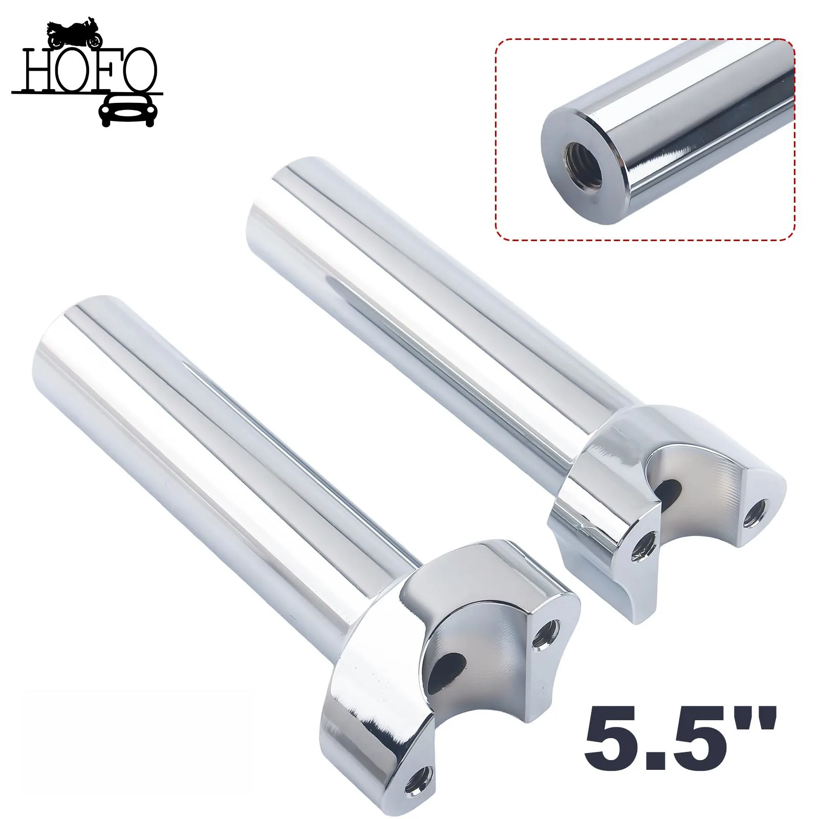

Chrome 5.5" Straight Handlebar Risers For Most Harley-Davidson Dyna / Street bob / Softail / Sportster and Other Models