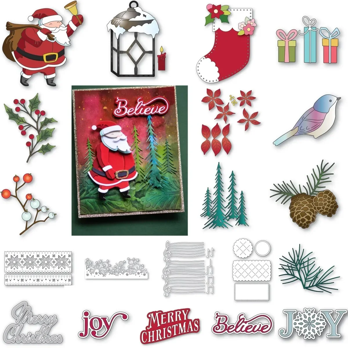 

Santa Claus Berries Penguin Metal Cutting Dies For DIY Decorating Scrapbook Paper Card Album Craft New Arrivals Christmas