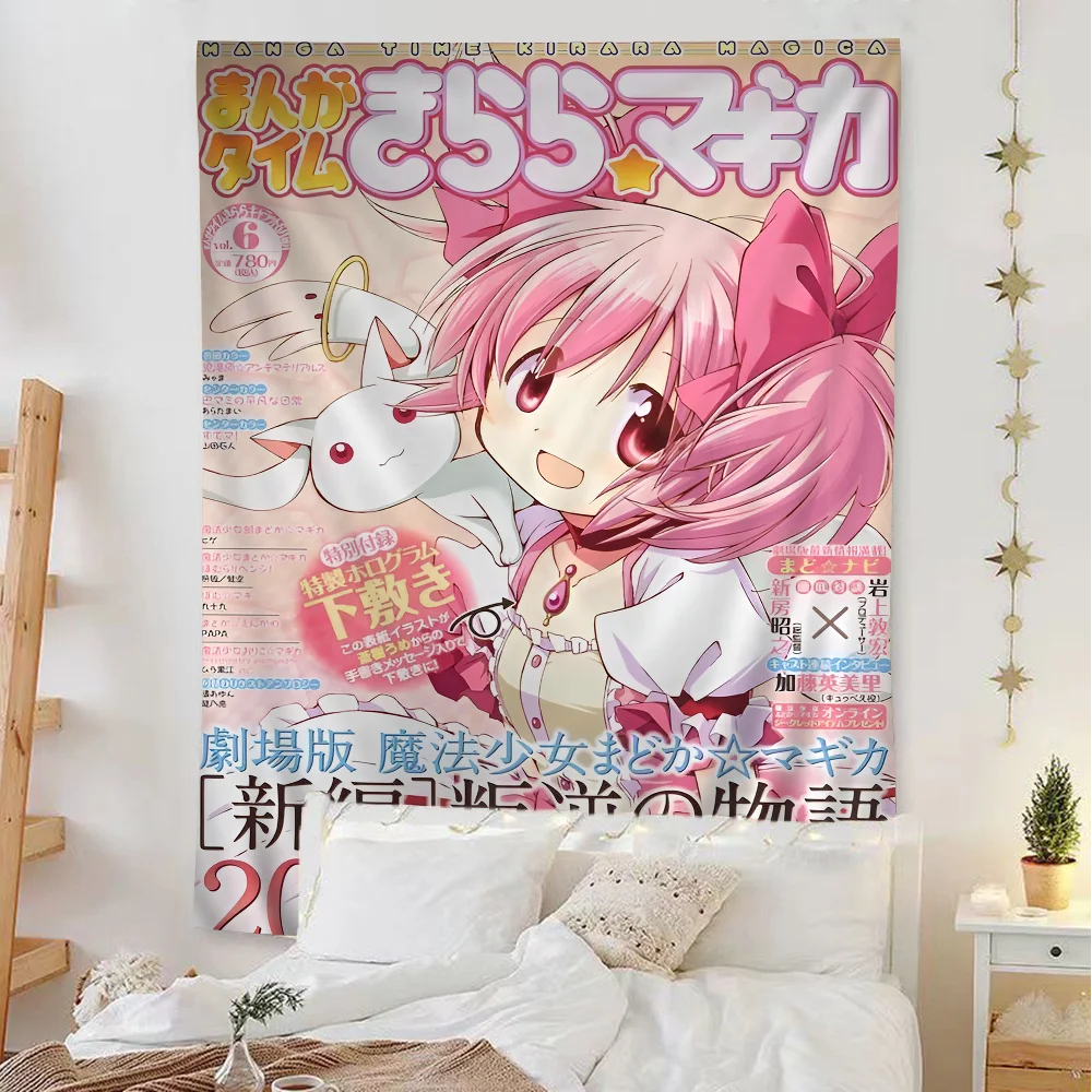 Puella Magi Madoka Magica Klassischer Film Hippie Wandbehang Wandteppiche für Wohnzimmer Zuhause Wohnheim Dekor Kawaii Raumdekoration