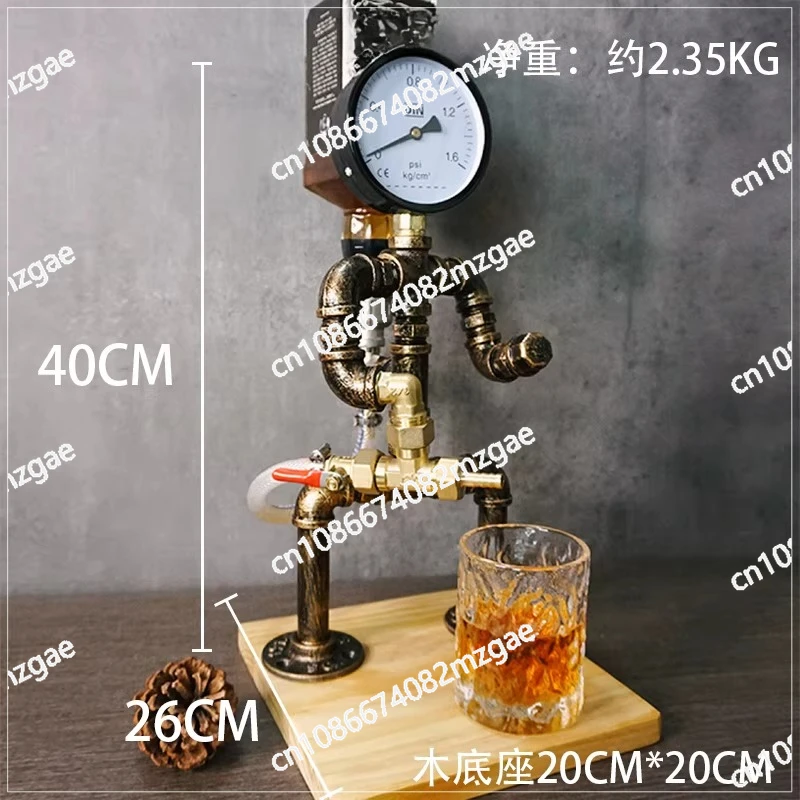Creative Stainless Steel Pipe Robot Decoration, Retro Industrial Ornament for Cafe Bar Counter and Restaurant Table Decor