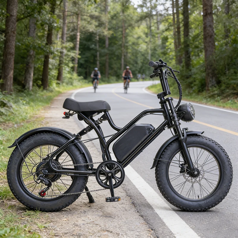 Electric Off Road Mountain Bike, 48V500W, Seven Speed, Fat Tires, Shock Absorption, Disc Brake, Front and Rear Lights