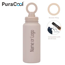 PuraCool Custom Water Bottle with Phone Holder 1L 1000ML 32oz Magnetic Tumbler Flask Personalized Gift