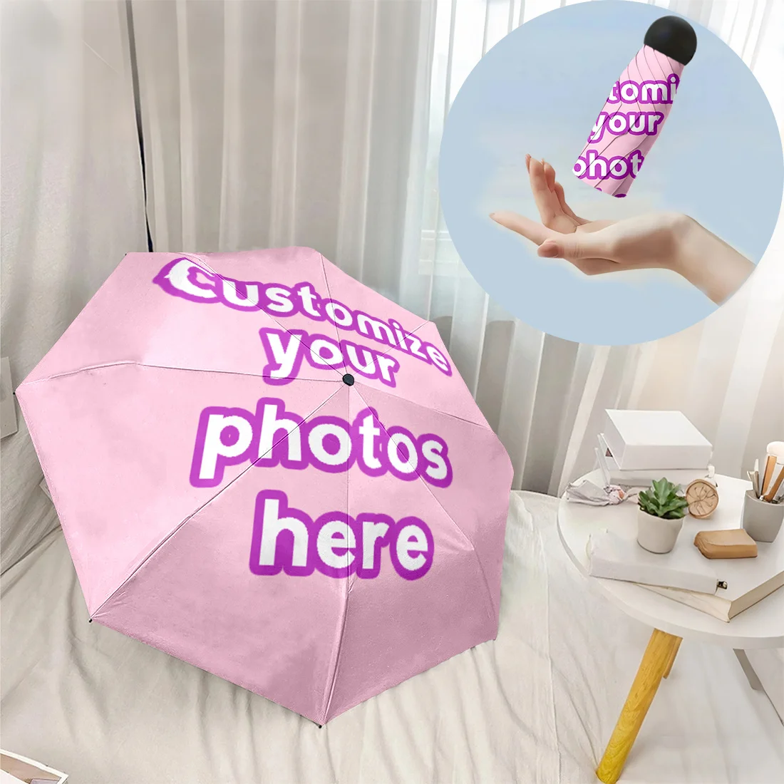 

Foldable Automatic Custom Umbrella Personalized Art Picture Print Durable Windproof Daily Rain Sun Umbrella
